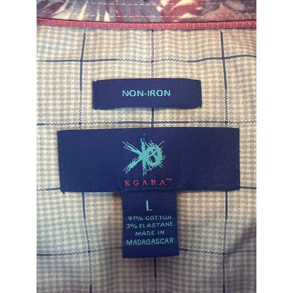 Egara Purple Non-Iron Floral Men's Button Down Long Sleeve Shirt Large - Picture 4 of 5